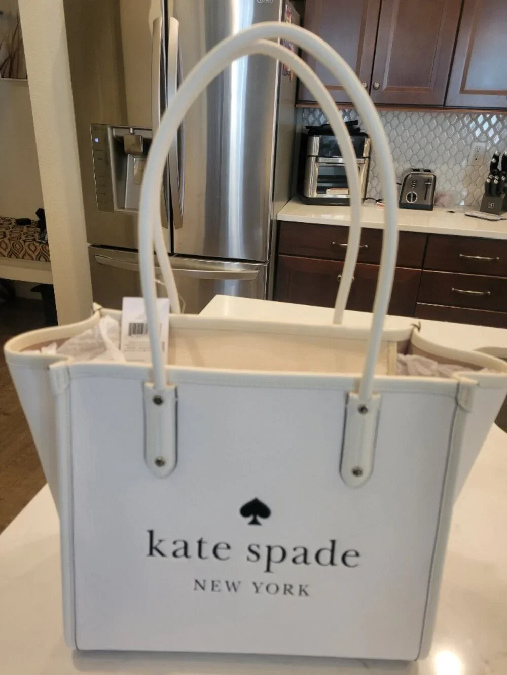 NWT Kate Spade ELLA Large Cream\White Pebbled Leather Tote